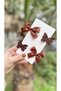 Cleo Bitter Brown Hair Clip Set (Ribbon Bow Glitter Butterfly 3.2 Metal Clip)