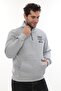 Men's Light Gray Fleece Lined Half Zipper Stand Collar Cotton Sweatshirt - 3