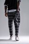 Plaid Baggy Trousers with Elastic Waist - 4