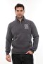 Men's Smoked Fleece Lined Half Zipper Stand Collar Cotton Sweatshirt - 2