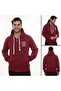 Men's Burgundy Full Zippered K Hooded Cotton Sweatshirt with Fleece Inside - 6