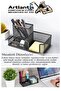 Desktop Metal Pen Holder Set 3-Piece Combo Light Pink 1 Pack Mesh Perforated Pen Holder Paper Holder with Paper Clip - 5
