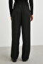 Elastic Waist Pleated Wide Leg Pants Black - 6