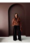 - Rabbit Fur Buttoned Coat - Light Brown - 3
