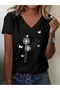 V-Neck Butterfly Printed Regular T-Shirt