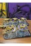5-Piece Metal Tray with Gold Stone Butterfly Decoration, Snack Bowl, Breakfast Bowl - 2