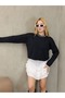 Women's Paneled Knitwear Sweater, Crew Neck, Off-The-Shoulder, Long Sleeve - 7