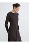 Lcwaikiki Classic Plum Crew Neck Belted Knitwear Dress - 2
