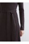 Lcwaikiki Classic Plum Crew Neck Belted Knitwear Dress - 3