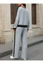 Women's Long Sleeve Crew Neck Hoodie Camisole Blouse and Pants Double Set - 4