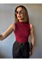 Women's Black Mock Neck Soft Touch Flexible Blouse - 4
