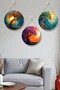 Nature Themed Round 3-Piece Stringed Wooden Wall Painting Set, Living Room Bedroom Kitchen Decor - 3