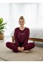 Women's Long Sleeve Crew Neck Striped Velvet Pajama Set