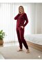 Women's Long Sleeve Crew Neck Velvet Pajama Set - 3