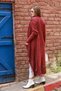 Women's Unlined Distressed Detailed Casual Cotton Knitwear Long Cardigan Cap - 2