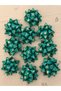 Green Bow Star Ornament Gift Package Decoration Set of 10 - Raffia Adhesive 9cm - 3