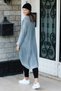 Women's Seamless Gray Hooded Distressed Detailed Loose Cotton Knitwear Long Cardigan Cap - 3