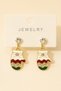 Steel Gold Color Stone Christmas Stocking Figured Women's Earrings