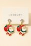 Steel Gold Color Stone Santa Claus Figured Women's Earrings