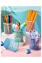 Desktop Metal Cylinder Pen Holder 1 Piece Mesh Perforated Lilac Pen Holder Paper Holder Organizer Buro Office - 3