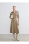 Esvab • Modern & Distinctive Devrik Roba Collar Waist-Slit Dress