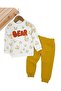 Baby Boy Bear Embroidered Winter 3-Thread Set Fleece-Lined 6-9-12-18-24 Months Top and Bottom Baby Set