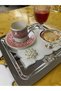6 Pieces of Gardenia Fabric Cocktail & Coffee Presentation Napkins with Pearl Brooches and Edge Embroidery, Stain Resistant - 2