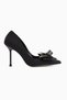 Tina Black Satin Buckle Women's Heeled Shoes Stiletto - 3