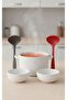 28 Cm. Set of 2 Silicone Soup Ladles - Heat Resistant Hard Tip Red & Gray
