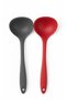 28 Cm. Set of 2 Silicone Soup Ladles - Heat Resistant Hard Tip Red & Gray - 2