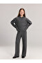Anthracite Hooded girls' sweatshirt and sweatpants