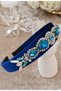 Dark Blue Crystal Cut Stone Special Design Velvet Crown, Invitation, New Year, Wedding, Prom - 7