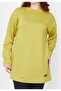 Zenne Yanları Slit Crew Neck Basic Ribbed Tunic Mustard Color - 3