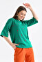 Women's Crew Neck Short Sleeve Heart Embroidered Knit Sweater 10164 - 2