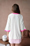Women's Crew Neck Stone Embroidered Y Slit O Oversized Knitwear Sweater 10042 - 6