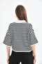 Women's Polo Neck Short Sleeve Striped Knit Sweater 10097 - 8