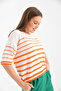 Women's Crew Neck Short Sleeve Striped Knit Sweater 10055 - 4