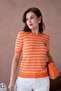Women's Crew Neck Embroidered Striped Knit Sweater 10051.Ctn - 3