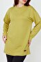 Zenne Yanları Slit Crew Neck Basic Ribbed Tunic Mustard Color - 2