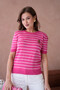 Women's Crew Neck Embroidered Striped Knit Sweater 10051.Ctn - 5