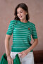 Women's Crew Neck Embroidered Striped Knit Sweater 10051.Ctn - 4