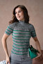 Women's Mock Neck Short Sleeve Striped Knitwear Sweater 10091 - 5