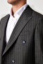 Men's Dark Gray Striped Double-Breasted Piece Suit – Regular Cotton Fabric - 6