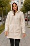 Women's Plush Coat Hooded Wide Fit Cream