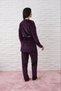 Women's French Velvet 3-Piece Navy Blue Plaid Pajama Set - 2