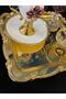 6 Pieces Square Gold Tray Gold Casting Rose Frame Brown Tea Cup Presentation Tray - 2