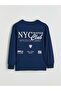 Navy Blue New York Printed Boy's Pajama Set - 4