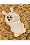 iPhone 14 Pro (6.1 Inch) Compatible Soft Dough Silicone Case with Rabbit Ear Detail and Wide Mirror
