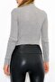 Women's Crop Cut Long Sleeve Stretch Fabric Knitwear Sweater - 5