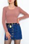 Women's Crop Cut Long Sleeve Stretch Fabric Knitwear Sweater - 6